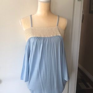 Baby blue off the shoulder cotton top